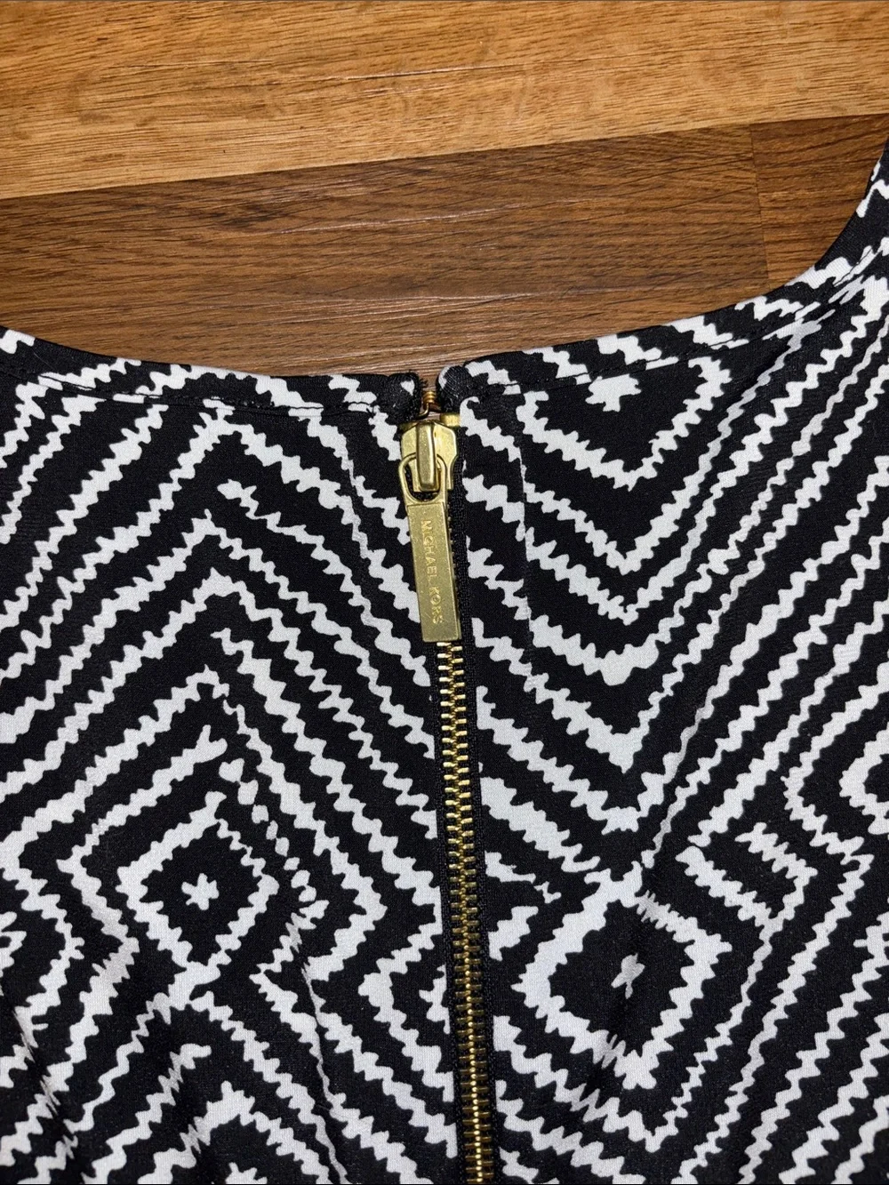 Michael Kors Black & White Geometric Fit-and-Flare Mini Dress